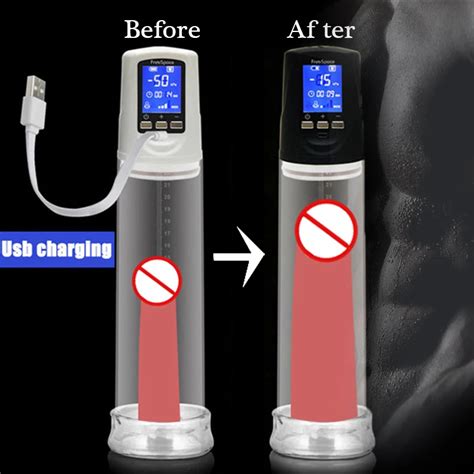 Male Usb Rechargeable Penis Pump Enlarger Led Automatic Penis Enlargement Enhancer Vacuum Pump