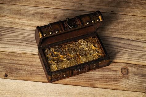Open Treasure Chest Filled With Gold Coins Stock Photo Image Of