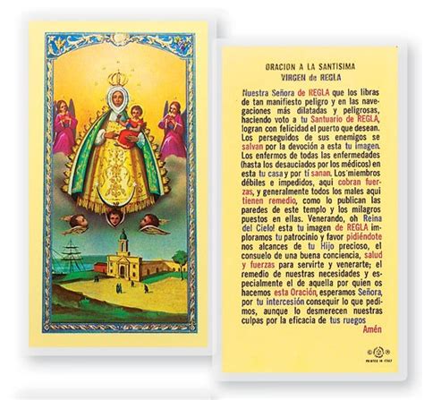 Oracion A Nuestra Senora De Regla Laminated Spanish Prayer Cards 25 Pack