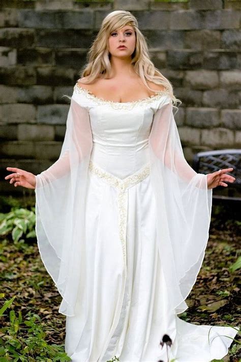 Off Shoulder Sleeves Fantasy Gowns Medieval Wedding Medieval