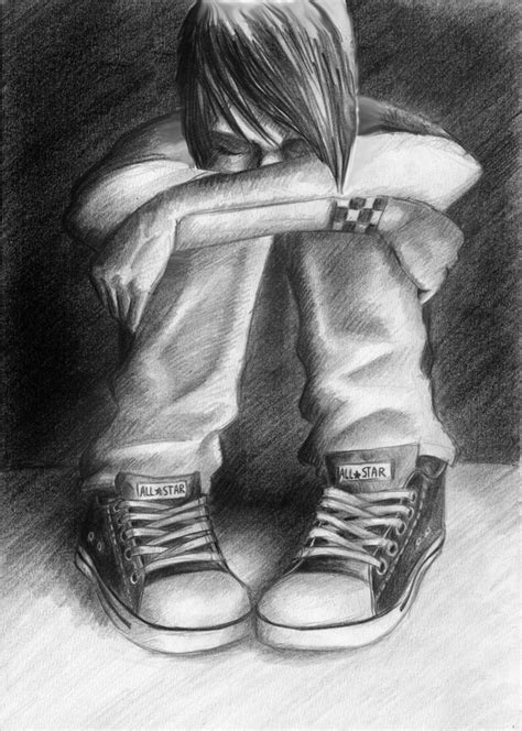Download Heartbroken Boy Sad Drawing Wallpaper