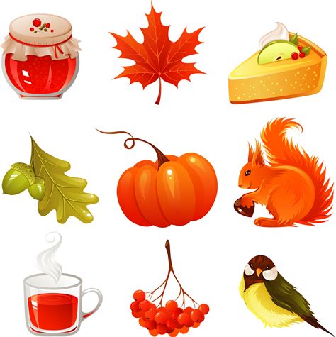 Clipart Vector Autumn Icons Set