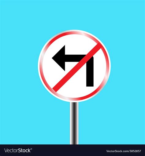 Prohibitory Traffic Sign Left Turn Prohibited Vector Image