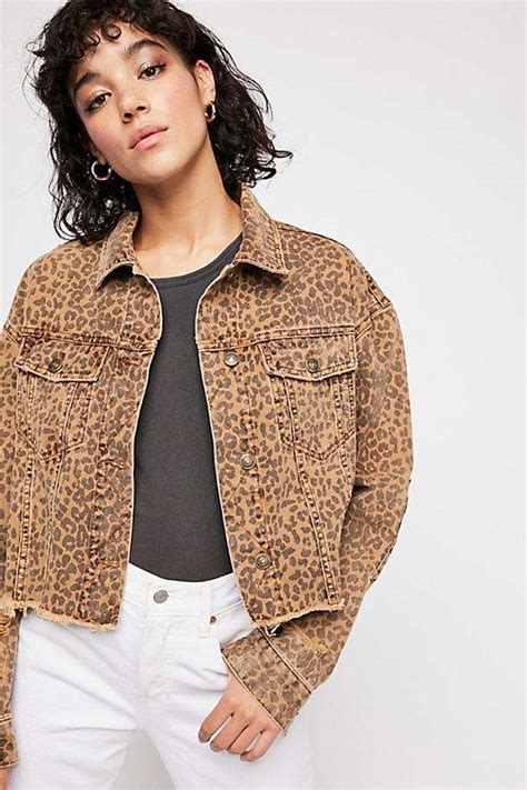 Cropped Leopard Denim Jacket Jackets Denim Jacket Denim Jacket