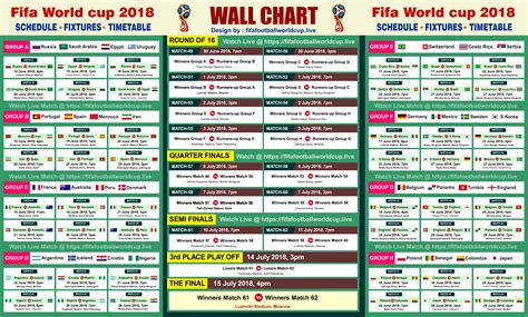 Printable Fifa World Cup 2018 Schedule In Eye Catche Design Con