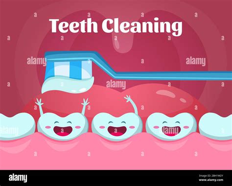 Cartoon Illustrations Of Cute And Funny Teeth In Mouth Dental Poster