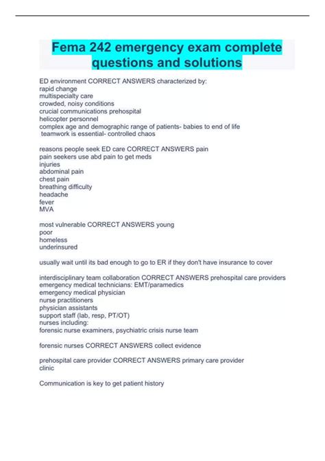 Fema 242 emergency exam complete questions and solutions - Stuvia US
