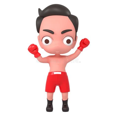 Cute Boxer Cartoon Sd Model 3d Render Character 3d Rendering Stock