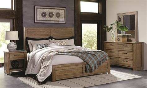 A solid wood bedroom set consisting of a queen bed frame, nightstand, and dresser can range from $5,000 to $10,000. Soho Urban Rustic Acacia Queen Panel Bedroom Set | Haynes ...