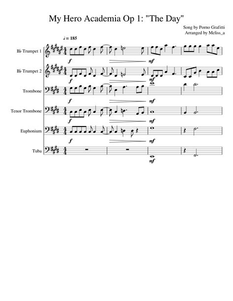 My Hero Academia Op 1 Sheet Music For Trumpet In B Flat Trombone
