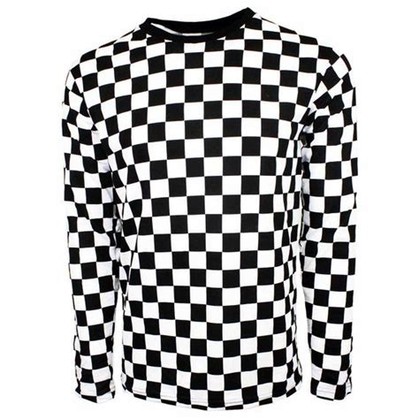 Mens Long Sleeve Black And White Checkered Shirt Etsy Checkered