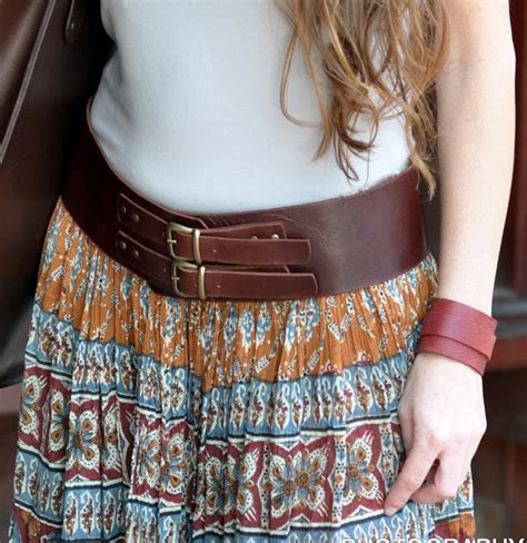 Classic Wide Leather Belt Womens Leather Belt Brown Leather Belt Double Buckle Bronze Buckle