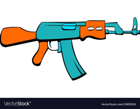 Kalashnikov Assault Rifle Icon Cartoon Royalty Free Vector