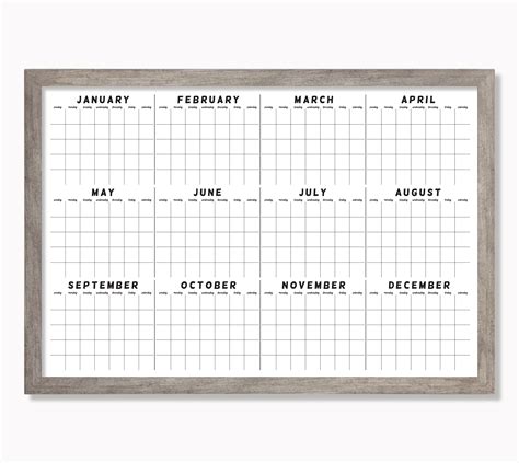 Yearly Calendar Annual Calendar Full Year Calendar Large Etsy