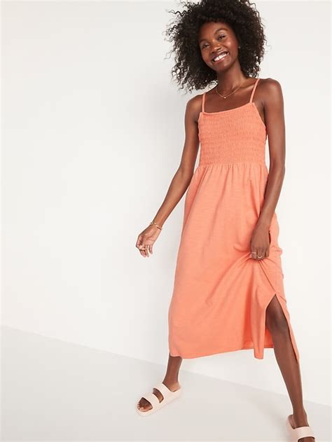 Old Navy Fit And Flare Smocked Cami Midi Dress For Women 690595003