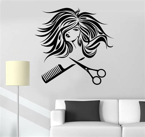 Vinyl Wall Decal Hair Salon Woman Beauty Hairdresser Stylist Stickers