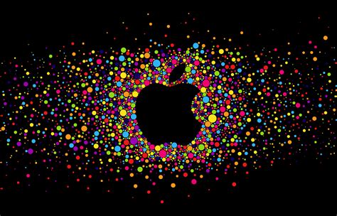 Colorful Apple Logo On Black Background Hd Wallpaper