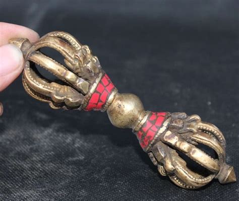 Tibet Buddhism Turquoise Bronze Gilt Dagger Phurba Dagger Holder