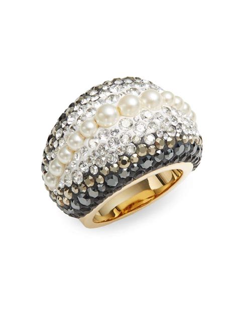 Swarovski Chic Royalty 3mm 4mm Pearl And Crystal Ring In Metallic Lyst