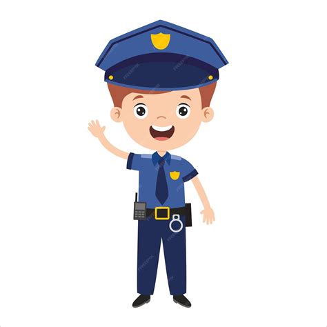 Dibujo De Dibujos Animados De Un Oficial De Policía Vector Premium