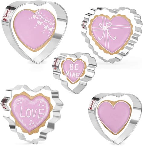 Kaishane Valentines Day Cookie Cutters Set 5 Pcs Stainless Steel