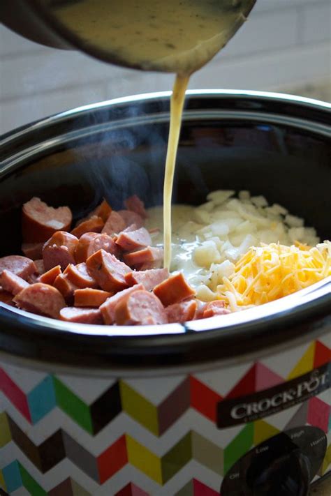 Place hash browns, smoked sausage, onion and cheese together in a lightly greased crockpot. Smoked Sausage and Hash Brown Casserole | Recipe | Smoked ...