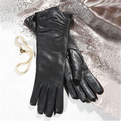 Audrey Women S Ruched Long Leather Gloves By Southcombe Gloves