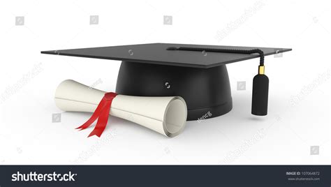 3d Illustration Graduation Cap Diploma Isolated Stock Illustration