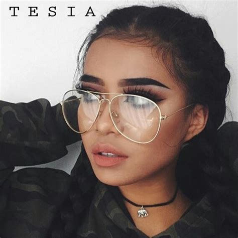 Tesia Unisex Vintage Glasses Women Oversized Clear Glasses Frame Female Male Oculos De Grau In