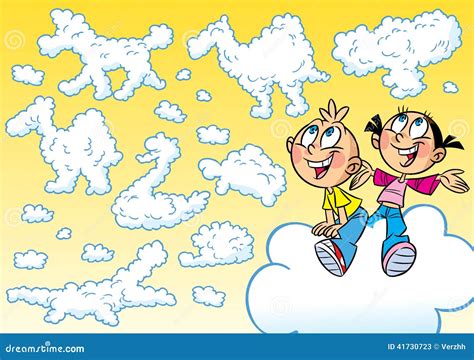 Kinderen En Wolken Vector Illustratie Illustration Of Mensen 41730723
