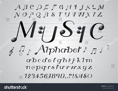 Vector Of Black Color Music Note Font And Alphabet Lettering Alphabet