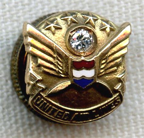Rare Early 1970s United Air Lines 30 Years Of Service Lapel Pin In 10k