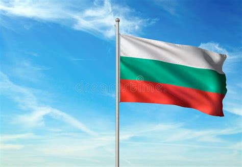 Bulgaria Flag Waving On The Blue Sky 3d Illustration Stock Illustration