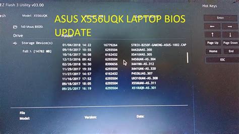 You can refer to the video. How To Update ASUS Laptop BIOS In X556UQK 7Gen - YouTube