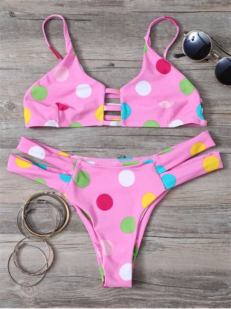 polka dot bikini set with ladder detail pink polka dot bikini set my xxx hot girl