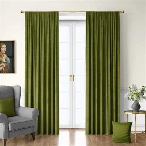 Velvet Olive Green Curtain 1 Pcs Curtain For The Window On Etsy Uk