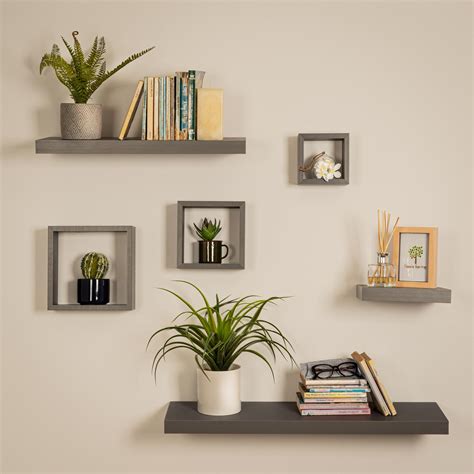 3x Wooden Floating Shelves Wooden Wall Mounted Storage Living Room 60cm