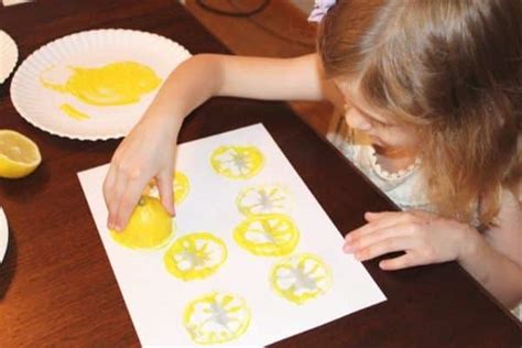 Lemon Stamping Summer Process Art For Preschool