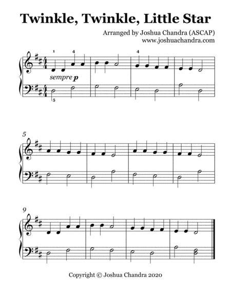 Twinkle Twinkle Little Star 2 Hands Easy Piano Free Music Sheet