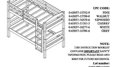 Bunk Bed Assembly Instructions Pdf Mainstays Twin Over Twin Wood Bunk