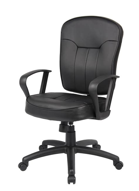 Boss Black Leather Task Chair W Loop Arms Bosschair