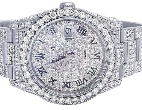 Mens Rolex Datejust Ii Ssteel 41mm 116300 Full Iced Diamond Watch 21