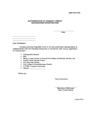 Sample employment verification letter and templates, to confirm a person is or was employed by a company, with tips for writing and requesting. 30 Printable Background Authorization Forms and Templates - Fillable Samples in PDF, Word to ...