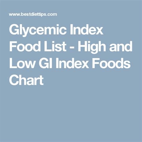 Glycemic Index Food List High And Low Gi Index Foods Chart Food