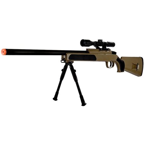 Fps Bolt Action Airsoft Tan Spring Sniper Rifle Gun W Scope Mm Bb