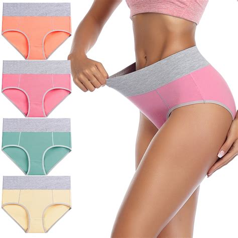 Wirarpa Womens Underwear High Waist Briefs Ladies Cotton Panties 4 Pack Sizes 5 10