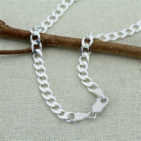 men s 6mm 925 sterling silver necklaces italian solid curb chain made in italy ebay