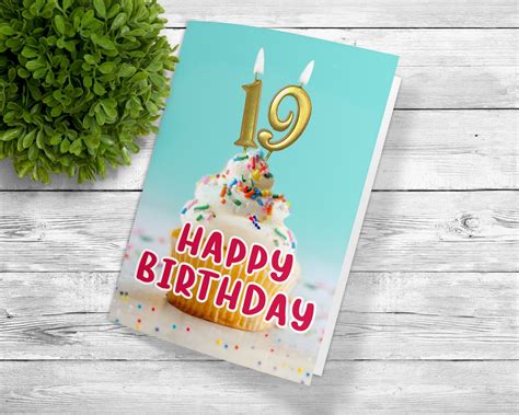 Custom Printable 19th Birthday Greeting Downloadable 19th Birthday