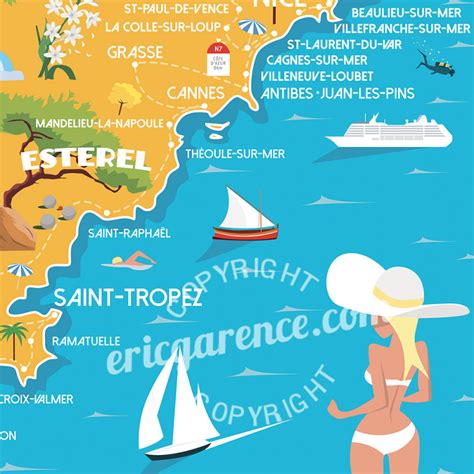 Poster 50x70 Eric Garence French Riviera Map
