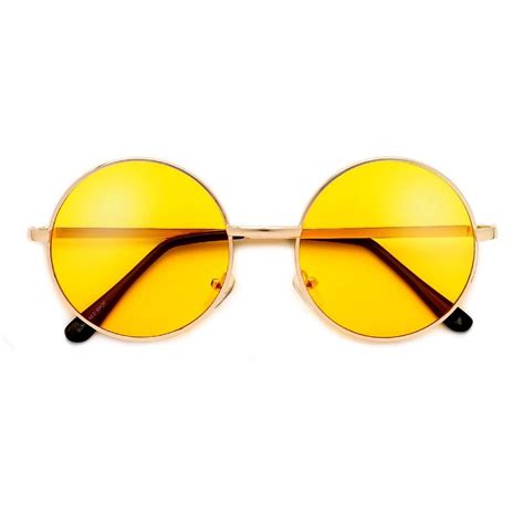 Round 51mm Yellow Tint Boho Sunnies Metal Sunglasses Fashion Eye Glasses Retro Aviator